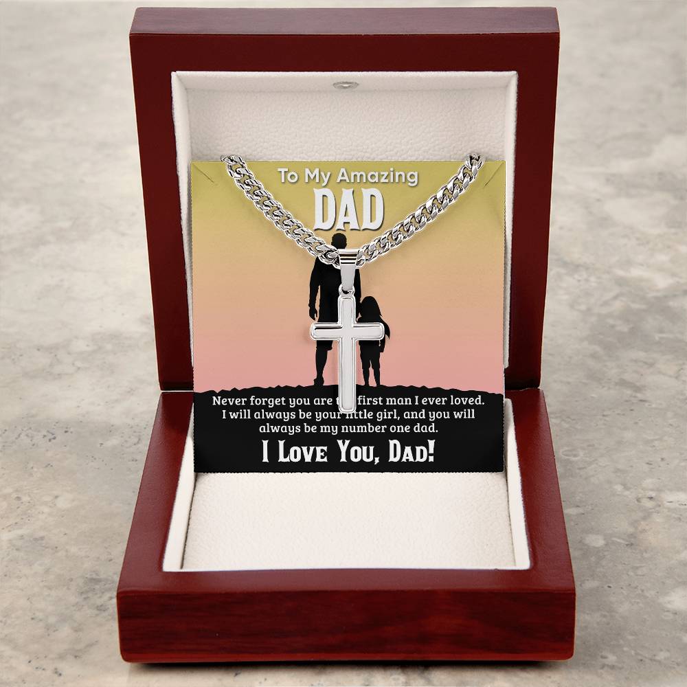 TO MY AMAZING DAD | Artisan Cross Necklace on Cuban Chain w/ MC