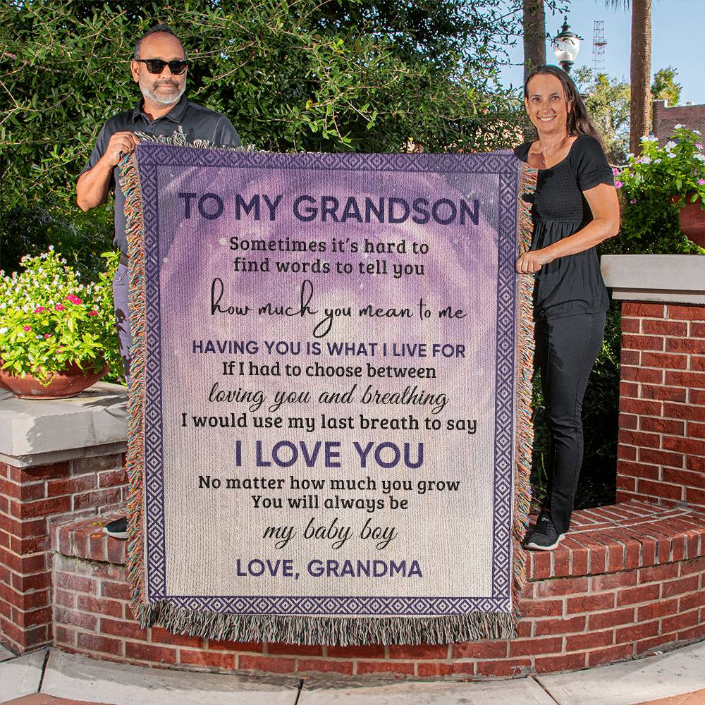 To My Grandson "Baby Boy" | Heirloom Woven Blanket 50"x60"