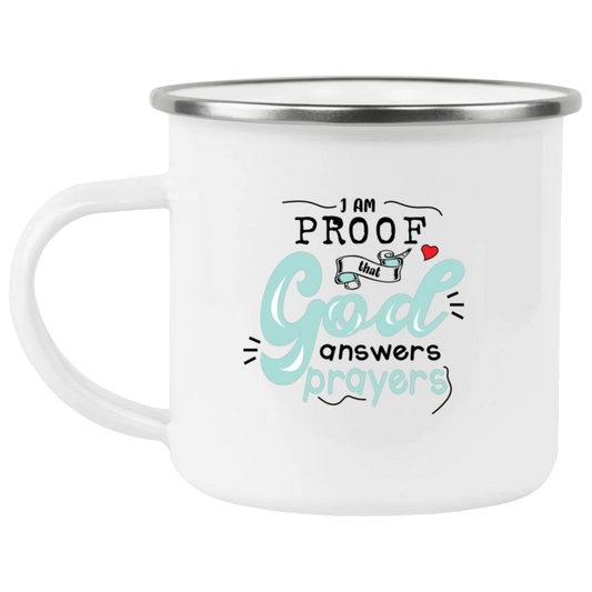 21271 Enamel Camping Mug | GOD ANSWERS PRAYERS