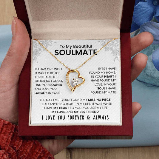 To My Beautiful Soulmate | I Love You, Forever & Always - Forever Love Necklace