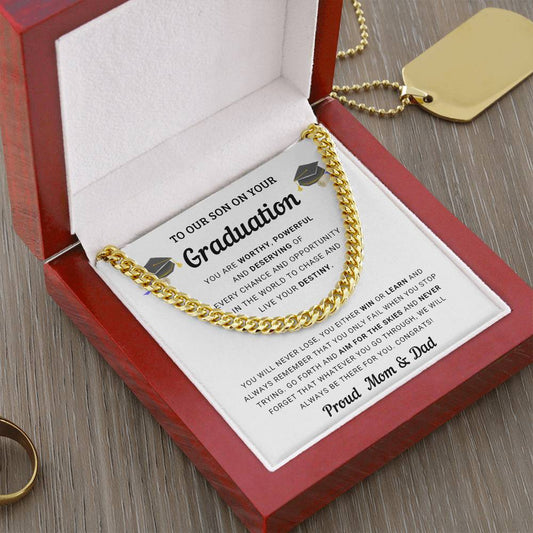 To Our Son | Graduation | Cuban Link Chain (OREO + LUX BOX + LENGTH EXTENSION)