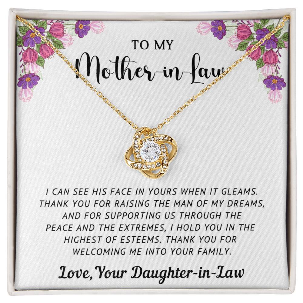 To My Mother-In-Law | Love Knot Necklace (Yellow & White Gold Variants)