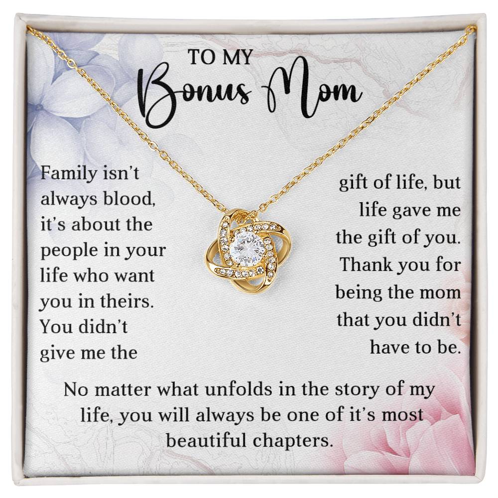 To My Bonus Mom | Love Knot Necklace (Yellow & White Gold Variants)