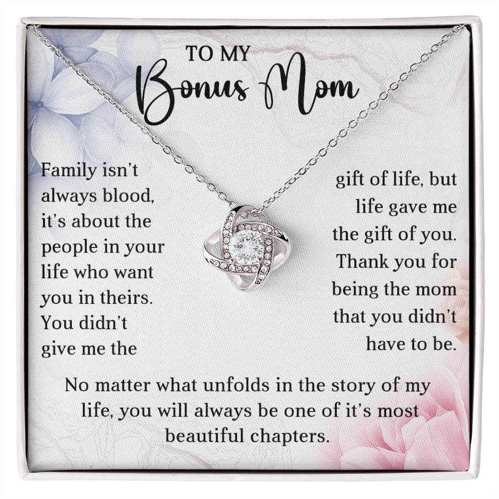 To My Bonus Mom | Love Knot Necklace (Yellow & White Gold Variants)
