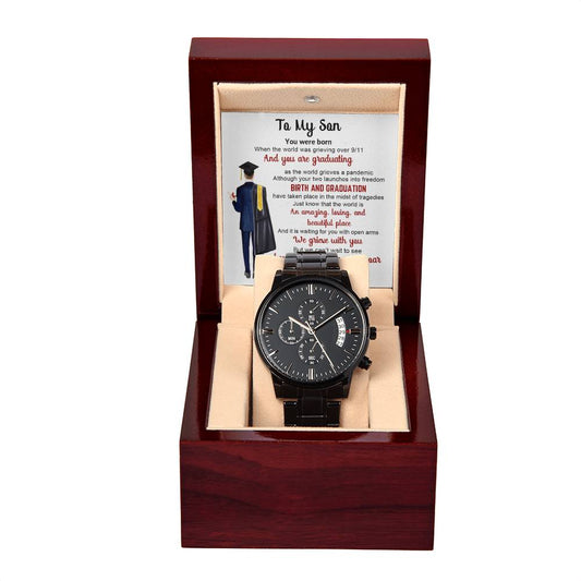 To My Son | Black Chronograph Watch + MC (NO ENGRAVING)