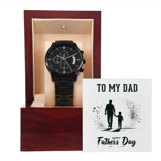 TO MY DAD | Black Chronograph Watch + MC (NO ENGRAVING)