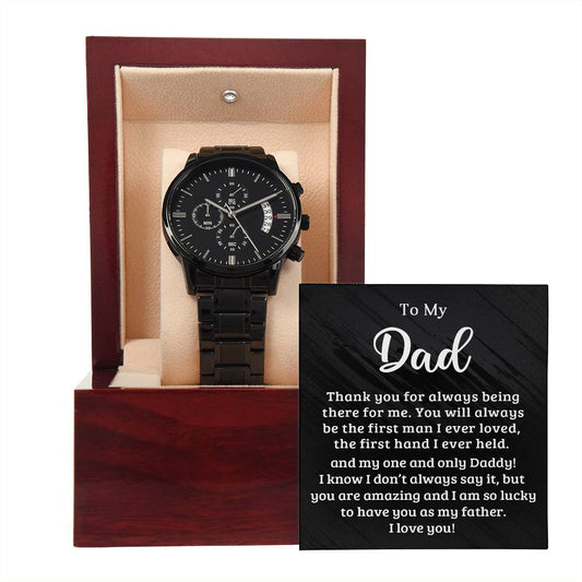 TO MY DAD | Black Chronograph Watch + MC (NO ENGRAVING)