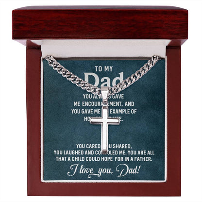 TO MY DAD | Artisan Cross Necklace on Cuban Chain w/ MC