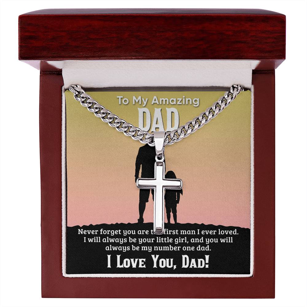 TO MY AMAZING DAD | Artisan Cross Necklace on Cuban Chain w/ MC