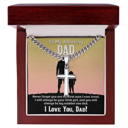 TO MY AMAZING DAD | Artisan Cross Necklace on Cuban Chain w/ MC