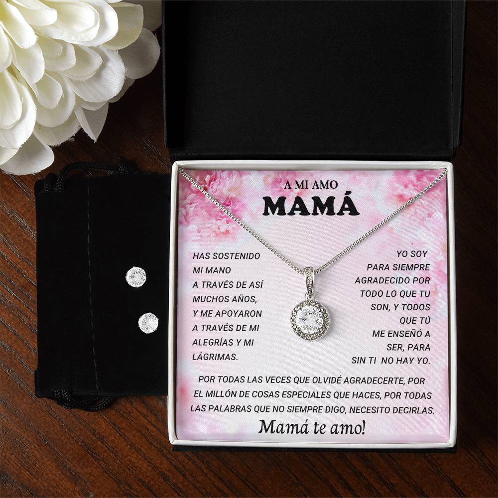 A MI AMO MAMA | Eternal Hope Necklace + Clear CZ Earrings