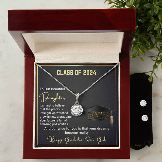 Beautiful Daughter | Graduation | Eternal Hope Necklace + Clear CZ Earrings