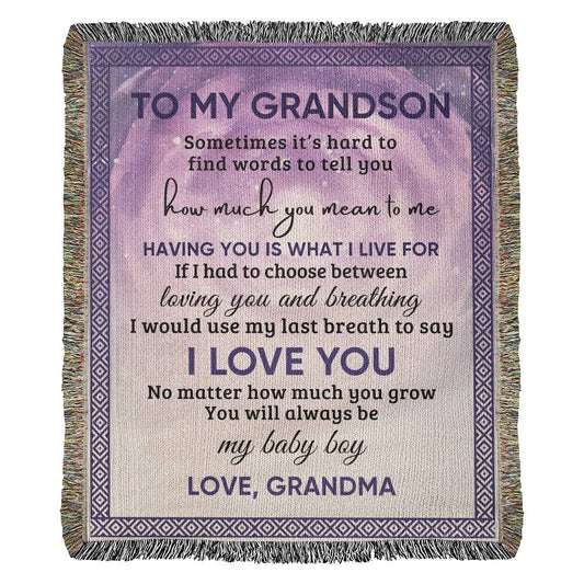 To My Grandson "Baby Boy" | Heirloom Woven Blanket 50"x60"