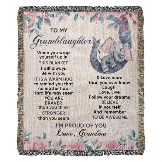 To My Granddaughter " I'm Proud of You" |Heirloom Woven Blanket 50"x60"