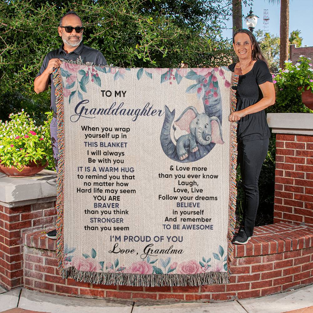 To My Granddaughter " I'm Proud of You" |Heirloom Woven Blanket 50"x60"