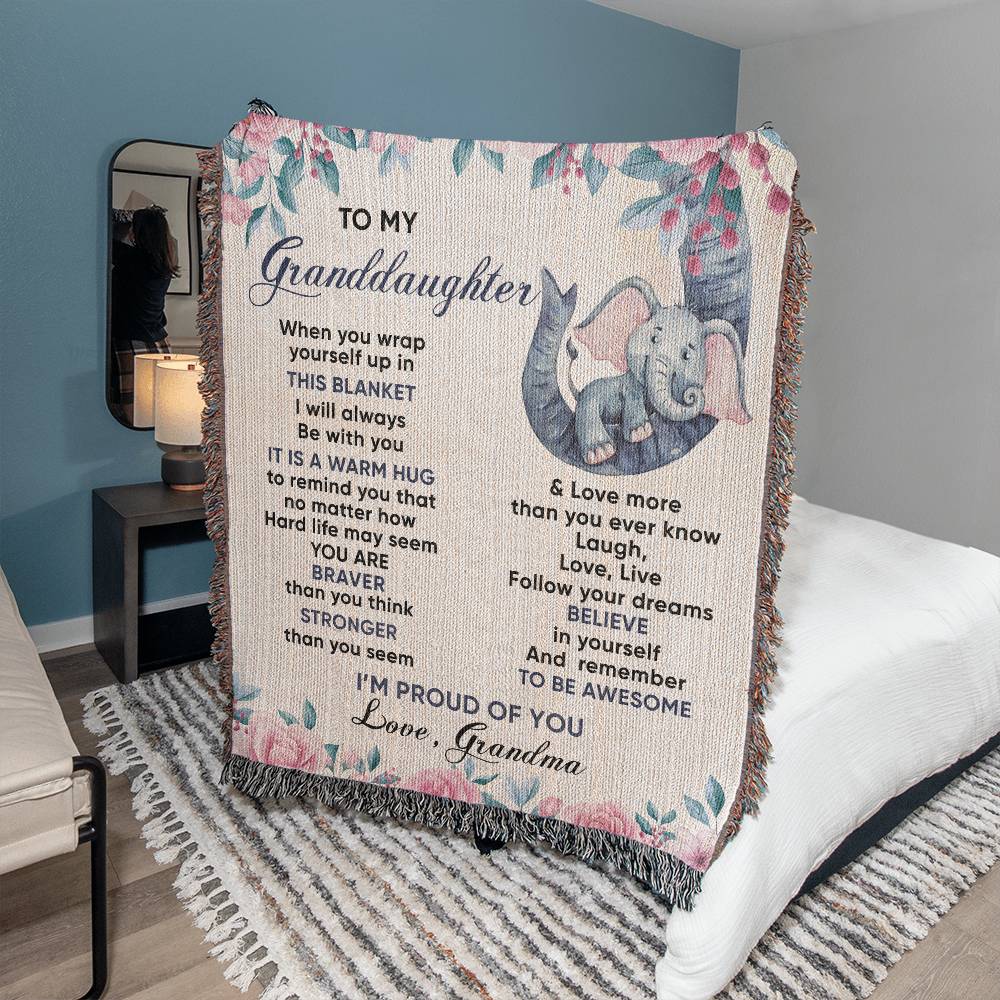 To My Granddaughter " I'm Proud of You" |Heirloom Woven Blanket 50"x60"