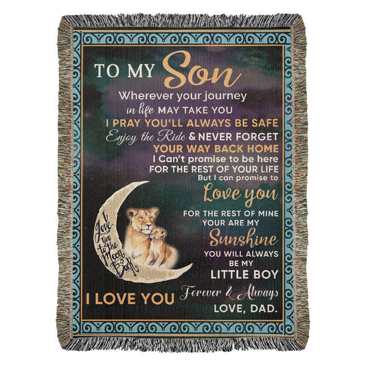 To My Son | Artwork Heirloom Woven Blanket (Portrait) | Love, Dad!!!